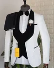 Exclusive Men's White Diamond Shawl Tuxedo - 3-Piece Wedding Suit - 2