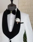 Exclusive Men's White Diamond Shawl Tuxedo - 3-Piece Wedding Suit - 3