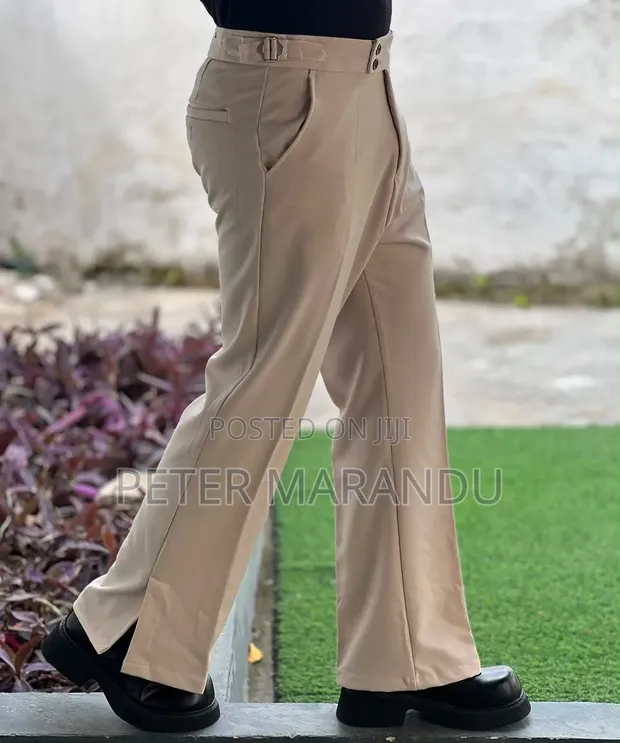 Men's Bootcut Trousers with Side Slit - 1
