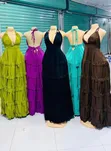 Women's Sleeveless Off-Shoulder Floor-Length Swing Dress - 1