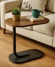Modern C-Shaped Wooden Top Side Table - 1