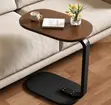 Modern C-Shaped Wooden Top Side Table - 2