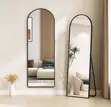 Black-Framed Arched Full-Length Floor Mirror - 2