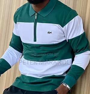 Polo Shirt ya Mikono Mirefu ya Lacoste kwa Wanaume yenye Mistari