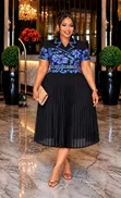 Classic Women's Dress - Multicolor - 1
