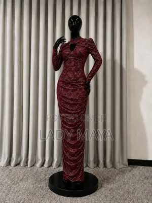 Ladies Bodycon Party Dress - Burgundy, Size M (Fits Like M)