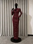 Gauni la Kike la Bodycon kwa Sherehe - Zambarau, Size M (Linafaa kama M) - 1