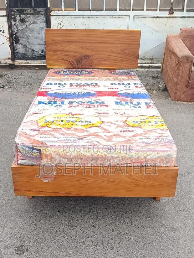 Solid Wood Bed Frame with 3/6 Inch Foam Mattress - 1