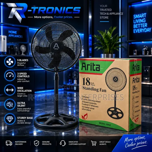 Arita 18" Standing Fan - Vipepeo 5, Spidi 3, Kimya Sana - 1