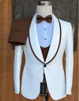 Ricardo Martinez Men's New 3-Piece Suit (White Jacket, Brown & Black Pants) - 2