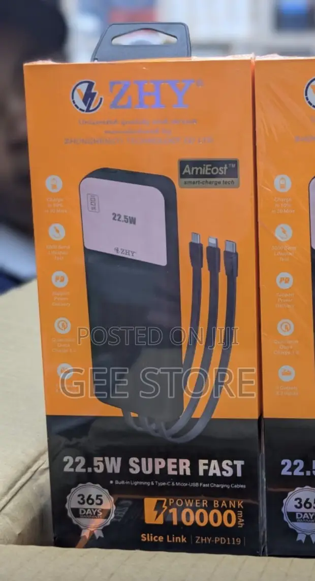 ZHY 10000mAh Power Bank with Built-in Cables - 1