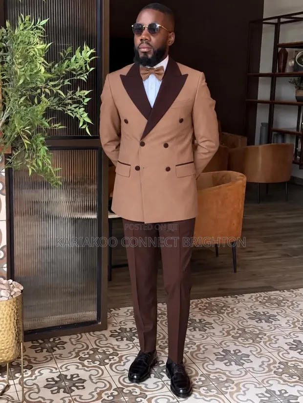 Tan Brown 2 Tone Suit - Marco Lorenzo - 1