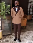 Tan Brown 2 Tone Suit - Marco Lorenzo - 1