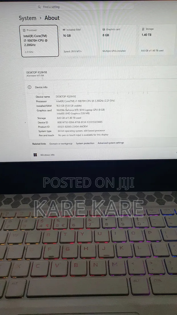 Alienware M15 R4 Laptop - Intel Core i7, 16GB RAM, 1.5TB SSD - 1