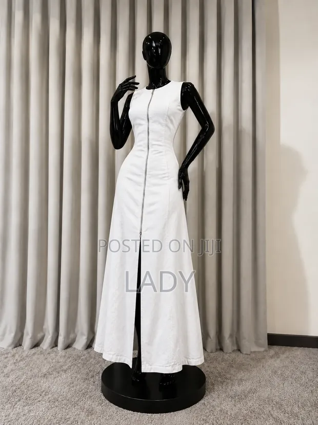 LC Waikiki White Denim Maxi Dress - Size L - 1