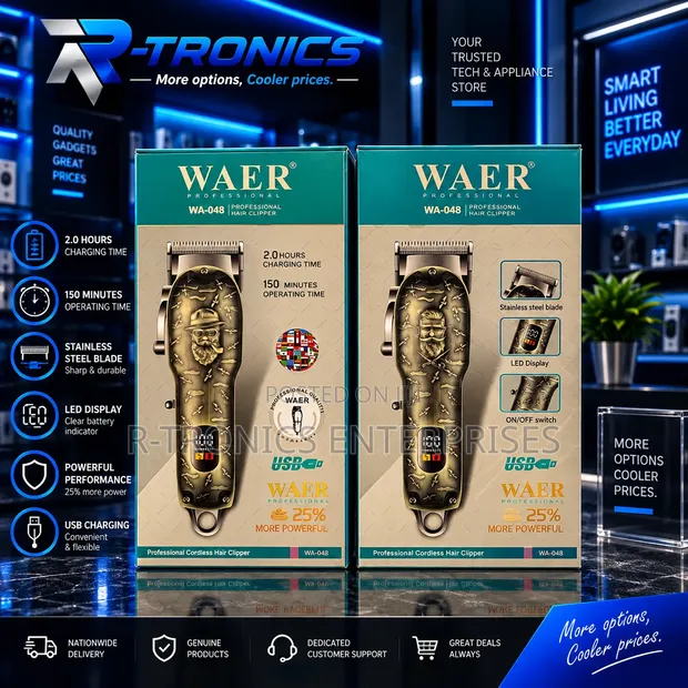 Waer WA-048 Professional Hair Clipper with LED Display - 1