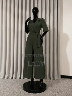 Zara Olive Green Wide-Leg Jumpsuit - Size M