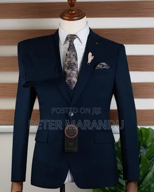 Bagozza Men's Navy Blue 3-Piece Luxury Suit