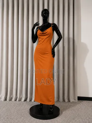 Orange Cowl Neck Bodycon Maxi Dress - Size M