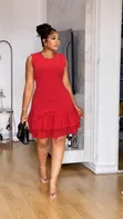 Chic Sleeveless Double-Tiered Ruffle Mini Dress - 5