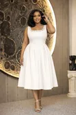 Flare Midi Dress yenye Crystal Neckline - 4