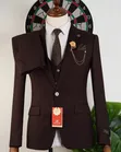 Romaster Premium 3-Piece Chocolate Brown Suit - 1