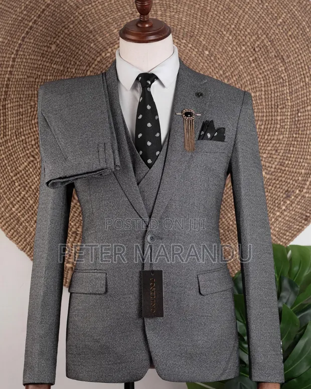 Joselino Premium 3-Piece Charcoal Grey Suit - Men's - 1