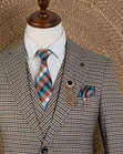 Checked Black Three-Piece Men's Suit - 5