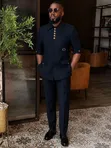 Ricardo Short Sleeve Dark Blue Kaunda Shirt - 5