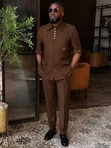Ricardo Brown Short Sleeves Kaunda Suit - 4
