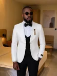 Suti ya Kiume Nyeupe ya Tuxedo - Slim Fit - 1