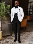 Suti ya Kiume Nyeupe ya Tuxedo - Slim Fit - 5