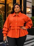 Top ya Mikono ya Statement - Paneli ya Rangi na Cuff ya Ruffle - 3