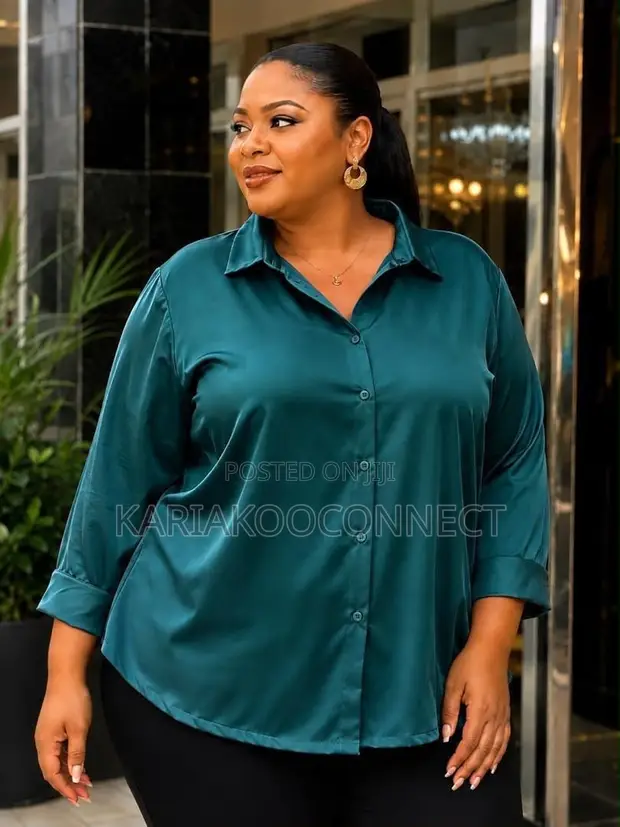 Satin Button-Down Blouse - 1