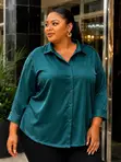 Satin Button-Down Blouse - 1