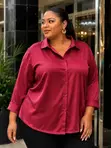 Satin Button-Down Blouse - 3