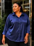 Satin Button-Down Blouse - 5