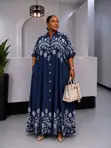 Maxi Shirt Dress yenye Maua ya Mpaka - 2