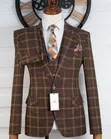 Marco Milano 3-Piece Slim Fit Checked Suit (Brown) - 1