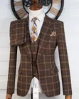 Marco Milano 3-Piece Slim Fit Checked Suit (Brown) - 3