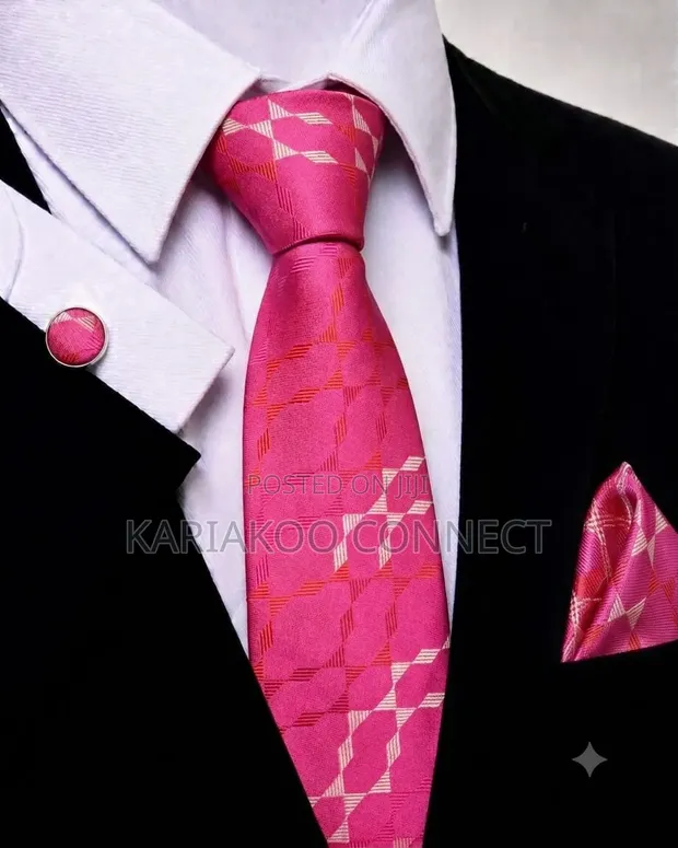 Men's Classic Necktie Set with Pocket Square - 1