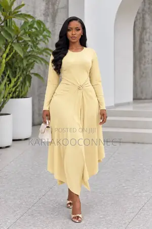 Silk Ruched Midi Dress with Floral Waist Detail
