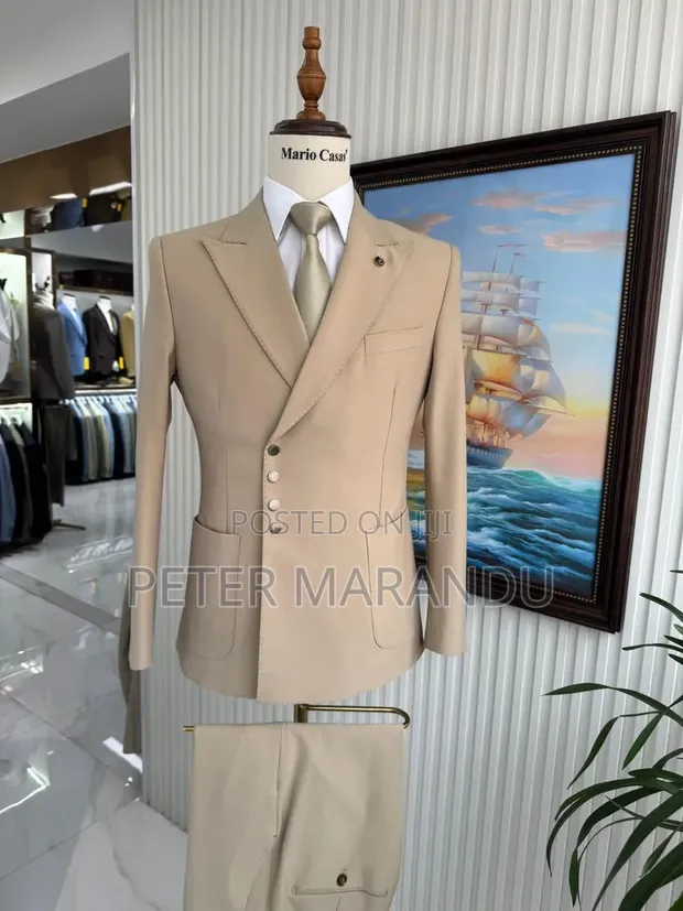 Premium Beige/Khaki Men's 2-Piece Suit - 1