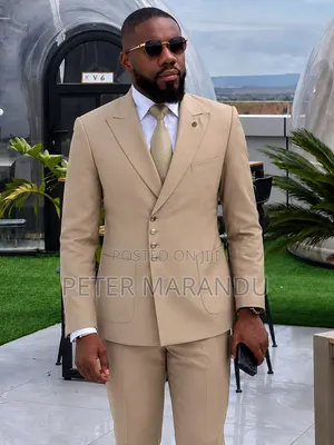 Premium Beige/Khaki Men's 2-Piece Suit