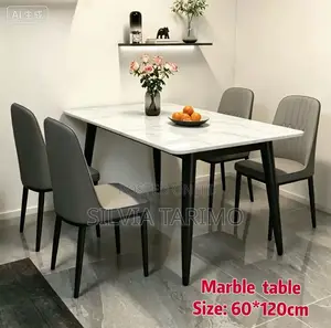 Modern 4-Seater Marble Dining Table Set - 60x120cm