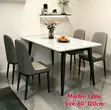 Modern 4-Seater Marble Dining Table Set - 60x120cm - 1