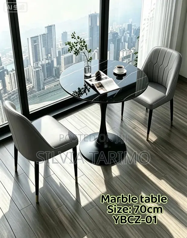 Modern Round Marble Dining Table – 70cm - 1