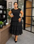 Tiered Ruffle Midi Dress - 1