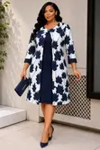 Elegant Burgundy & Cream Maple Leaf Print Coat Dress - 3