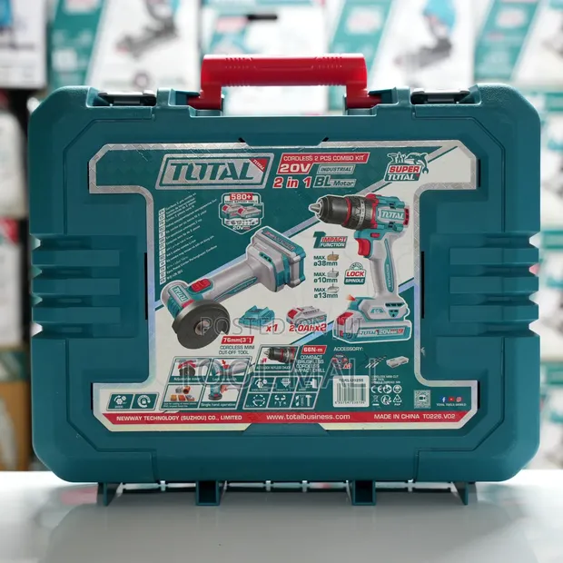 Total Cordless 2pc Combo Kit: Mini Cut-Off Tool + Impact Drill TCKLI20255 - 1